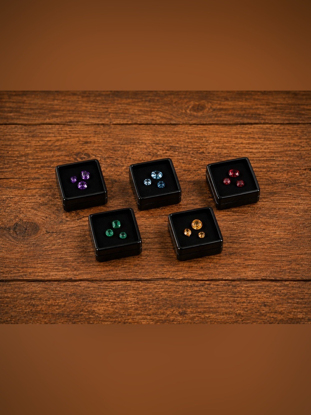 SET OF 5 Black Gemstone Display Boxes Clear Lid Jewelry Loose Stone Storage